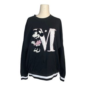 Disney Minnie Mouse Varsity Retro Style Embroidered Spirit Jersey Long Sleeve
